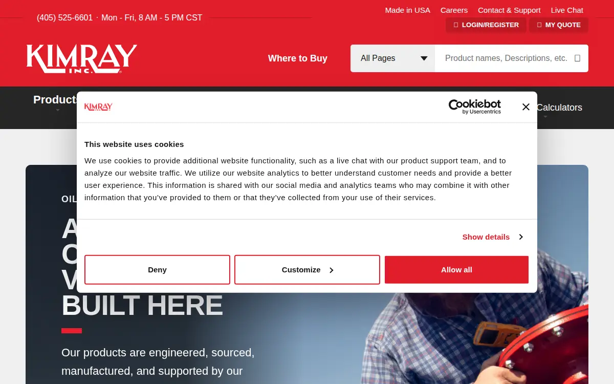 Homepage of Kimray INC