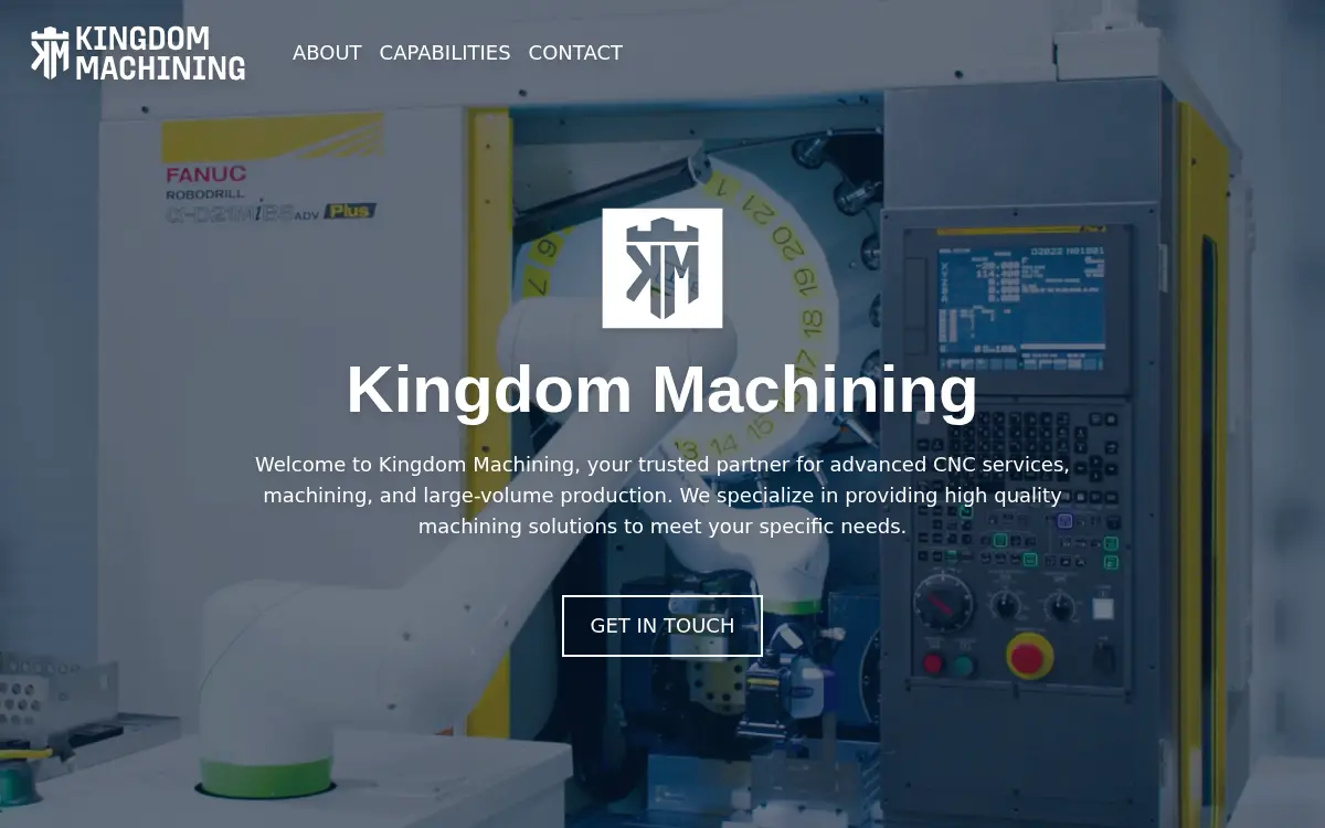 Homepage of Kingdom Machining, LLC