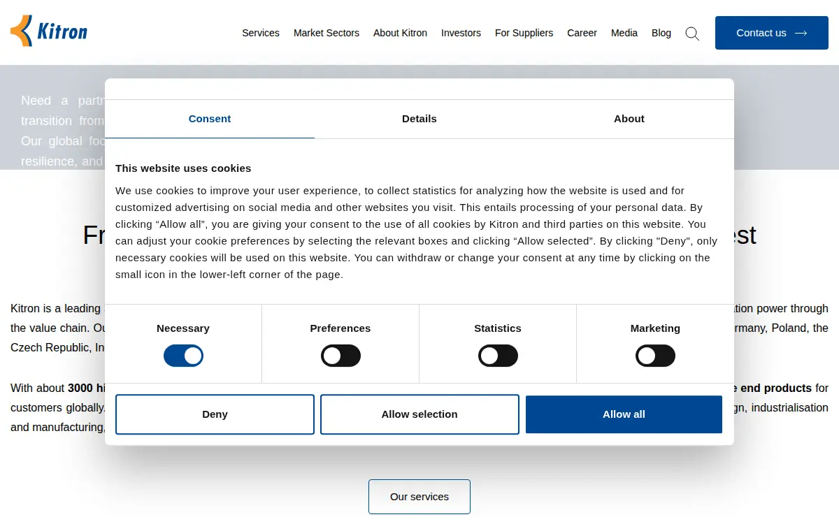 Homepage of Kitron Technologies INC.