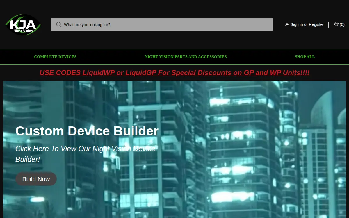 Homepage of Kja Night Vision LLC