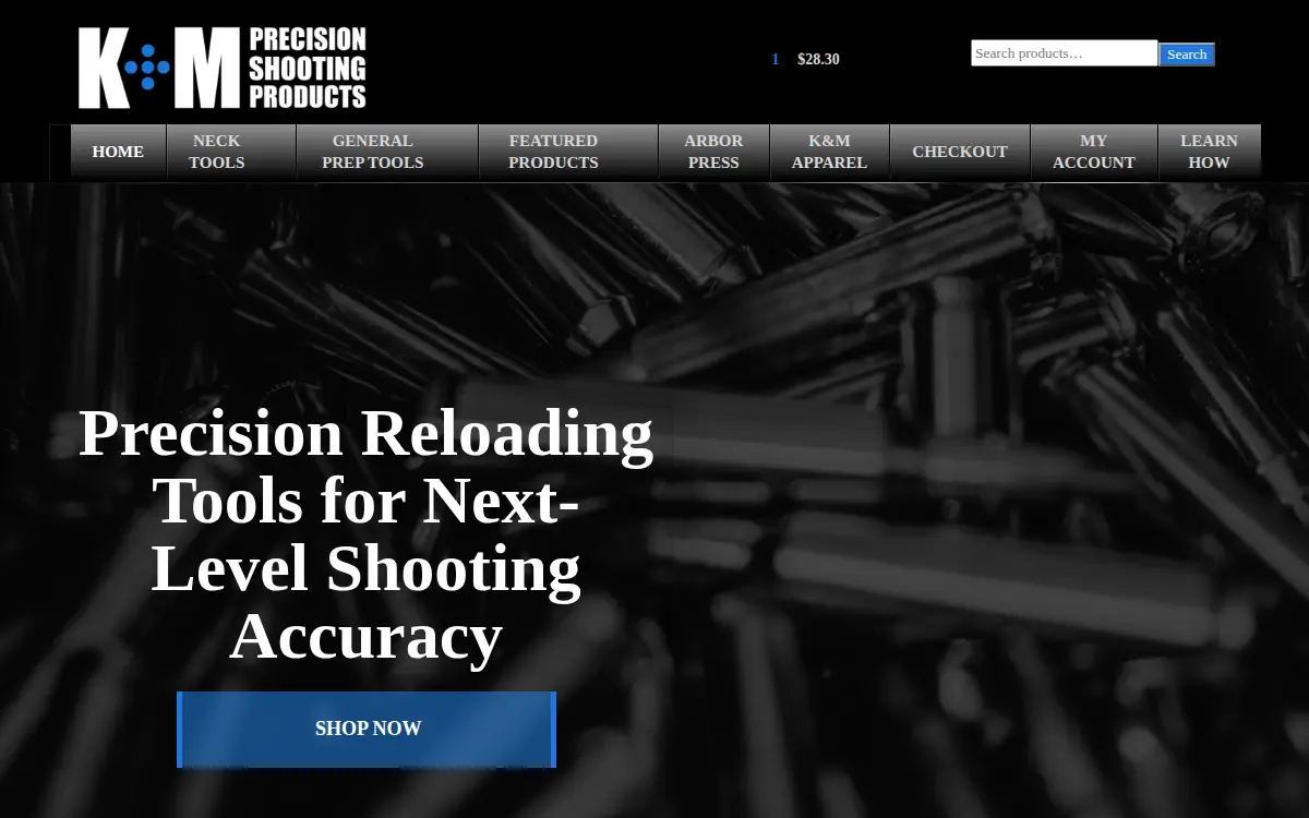 Homepage of K & M Precision Shooting Products LLC