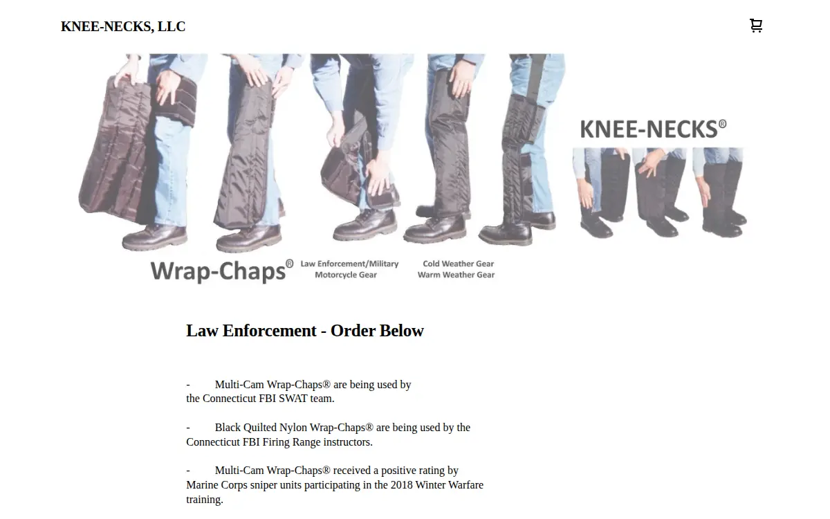 Homepage of Knee-necks, LLC