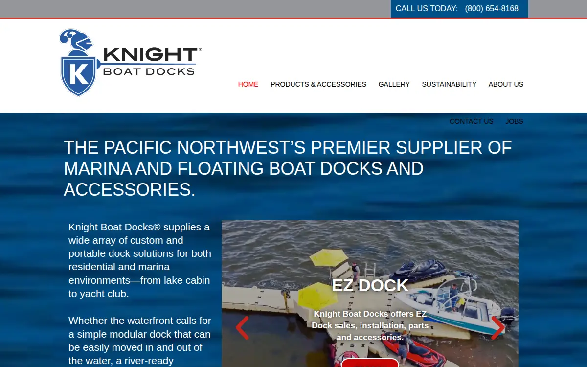 Homepage of Knight Boat Docks, INC.