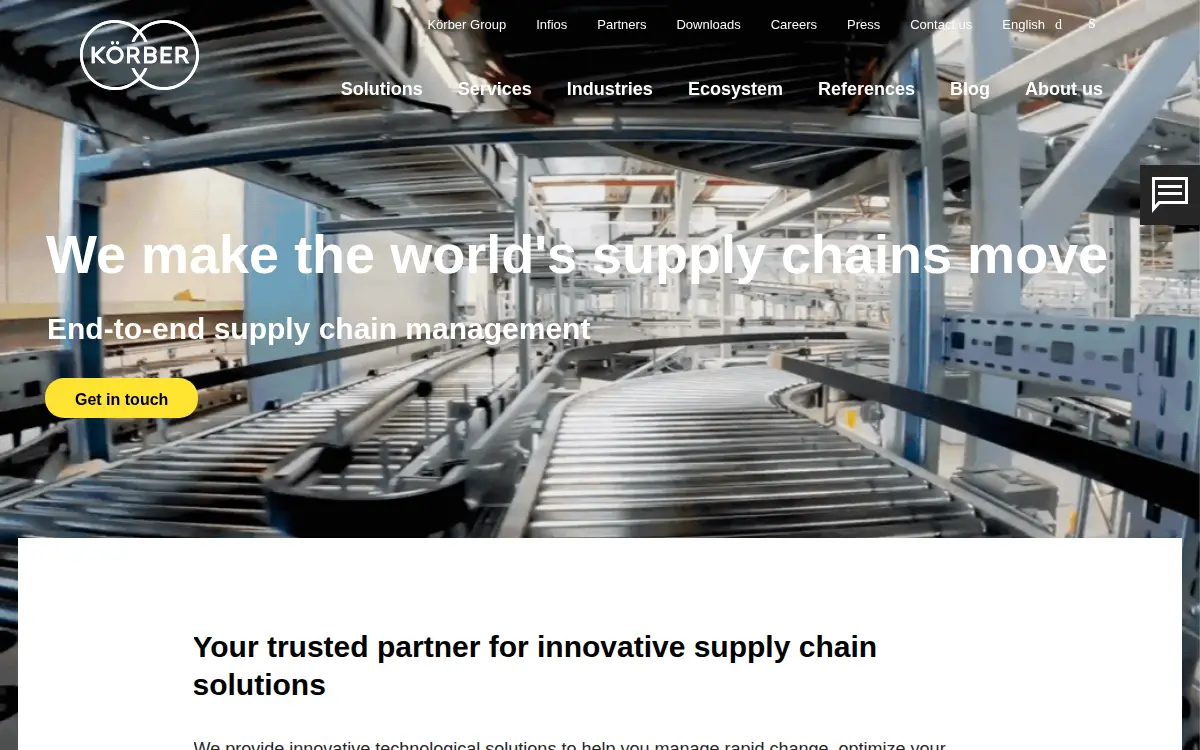 Homepage of Korber Supply Chain LLC