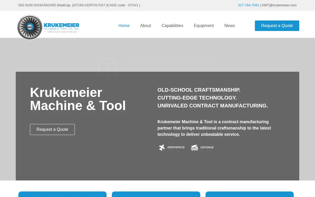 Homepage of Krukemeier Machine & Tool CO INC