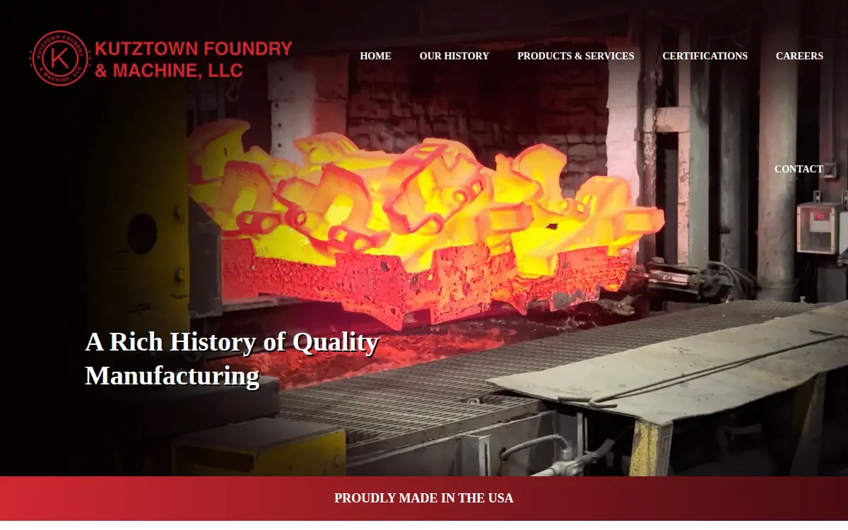 Homepage of Kutztown Foundry & Machine LLC