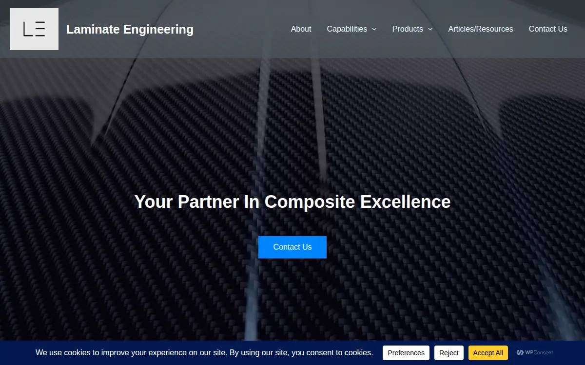 Homepage of Laminate Engineering, LLC