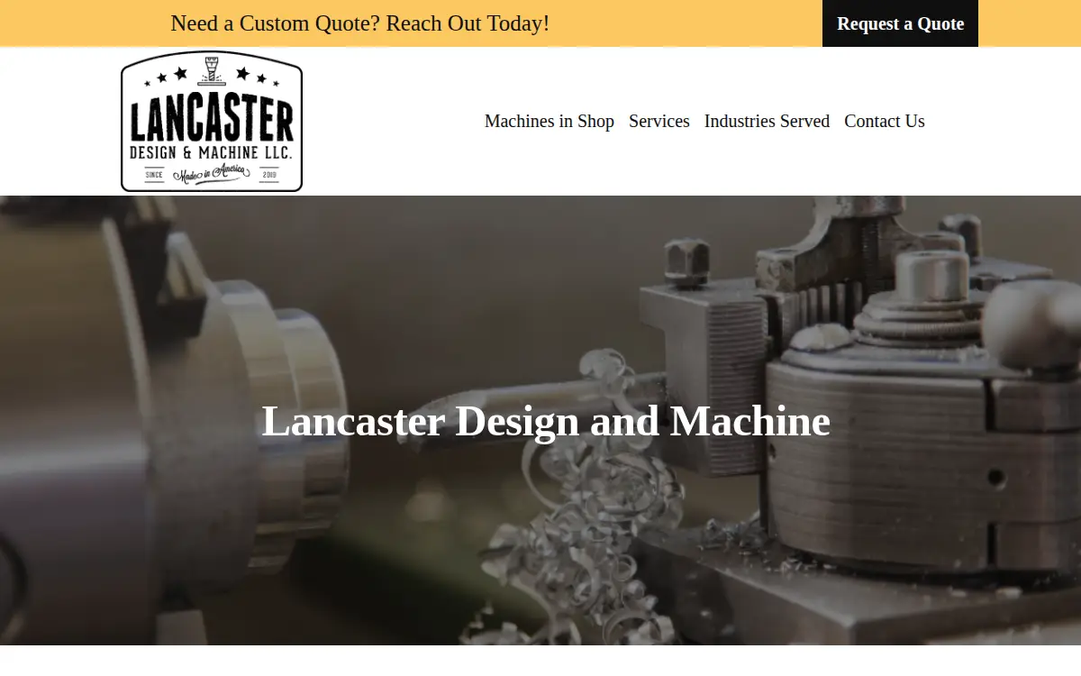 Homepage of Lancaster Design and Machine LLC