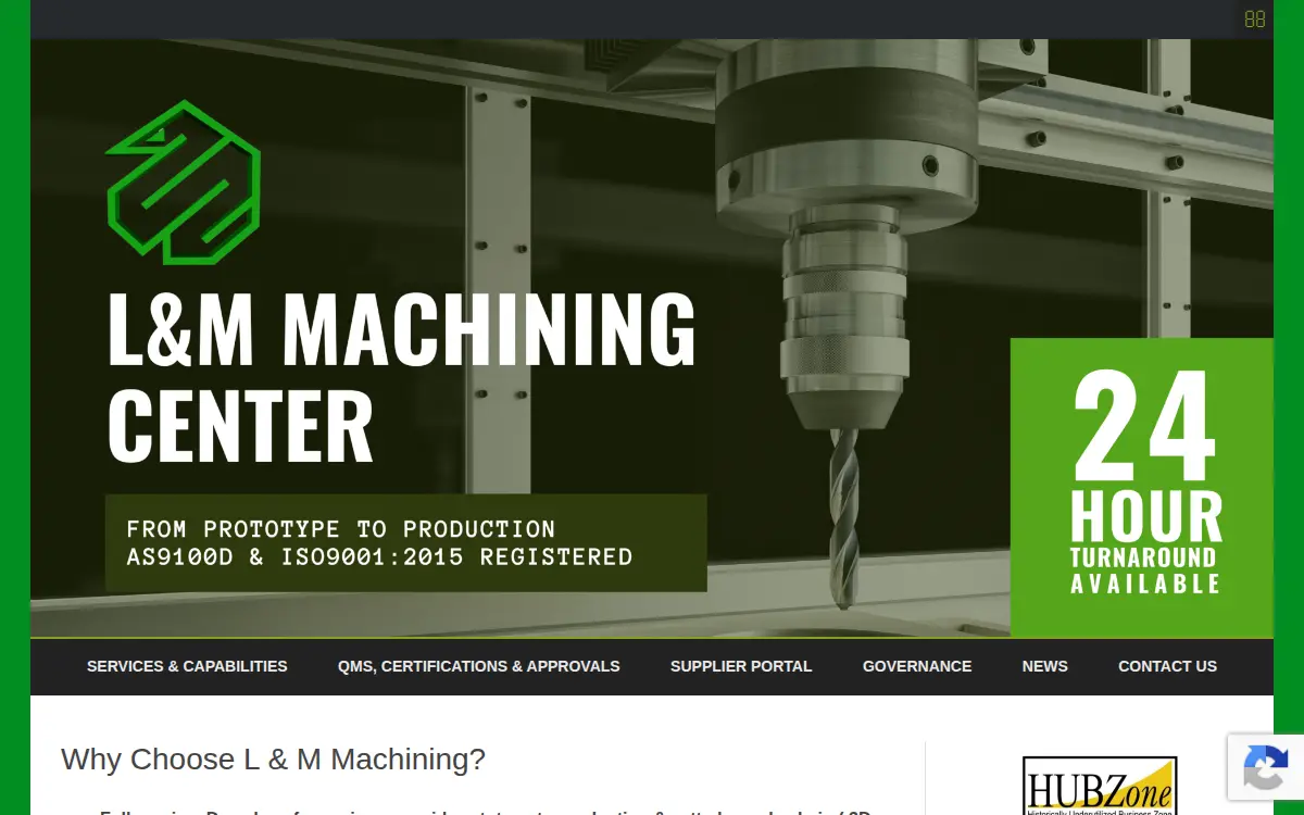 Homepage of L&m Machining Center, INC.