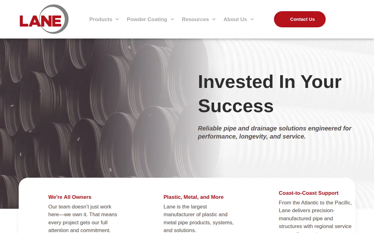 Homepage of Lane Enterprises, LLC