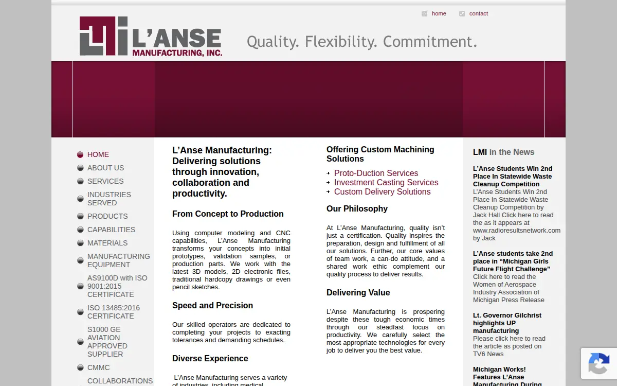 Homepage of L'anse Manufacturing & Technology, INC.