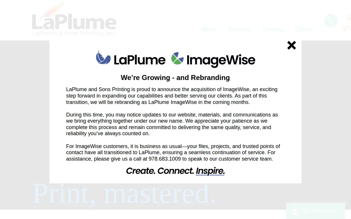 Homepage of Laplume & Sons Printing, INC