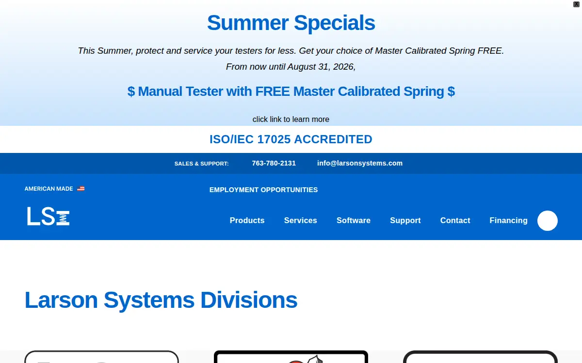 Homepage of Larson Systems, INC.