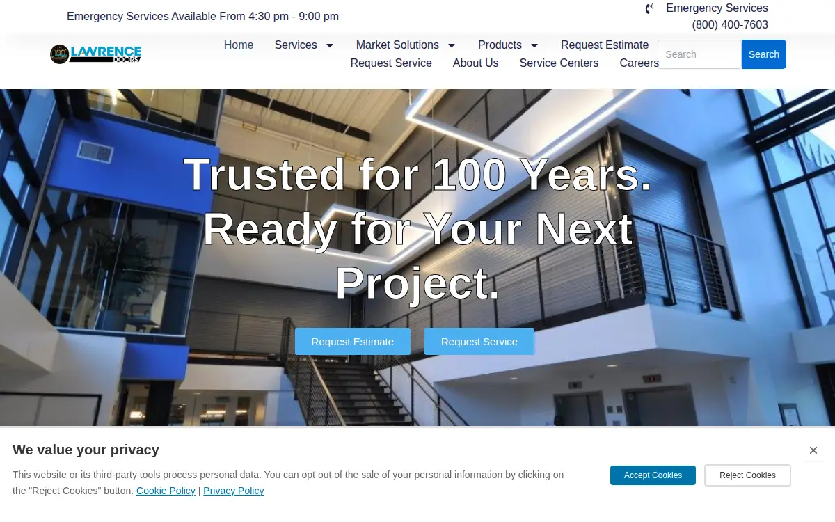 Homepage of Lawrence Roll Up Doors, INC.