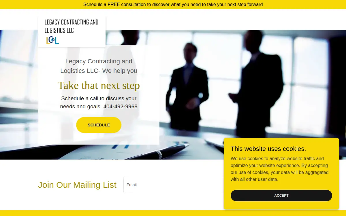 Homepage of Legacy Contracting and Logistics LLC
