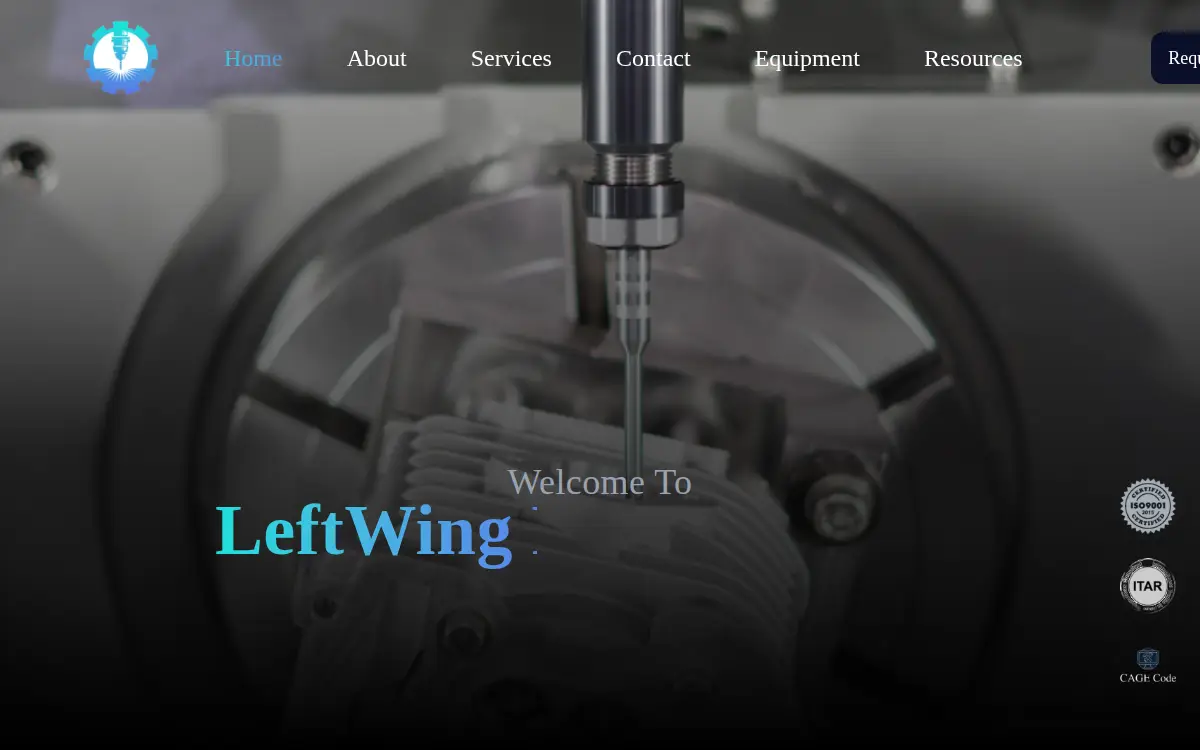 Homepage of Leftwing Precision LLC.