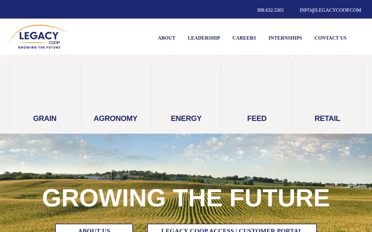 Homepage of Legacy Cooperative