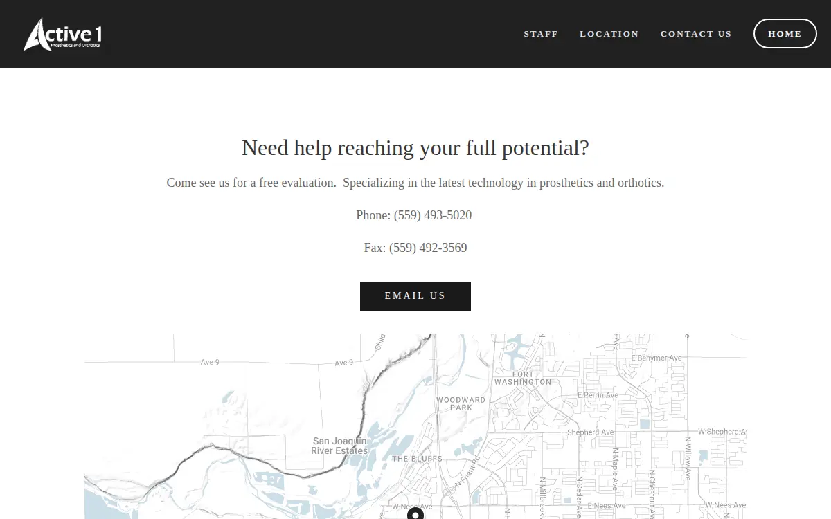 Homepage of Active 1 Prosthetics and Orthotics, INC.