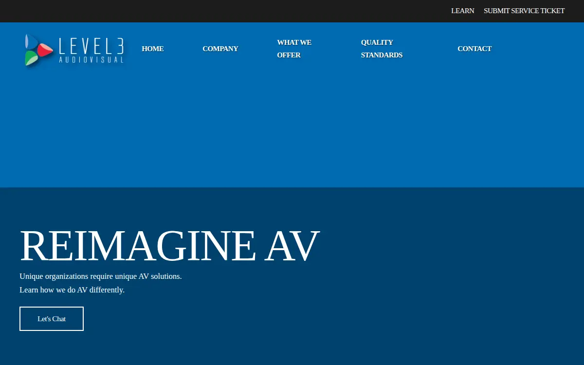 Homepage of Level 3 Audio Visual LLC