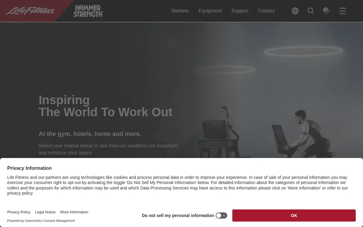 Homepage of Life Fitness Sales, INC.