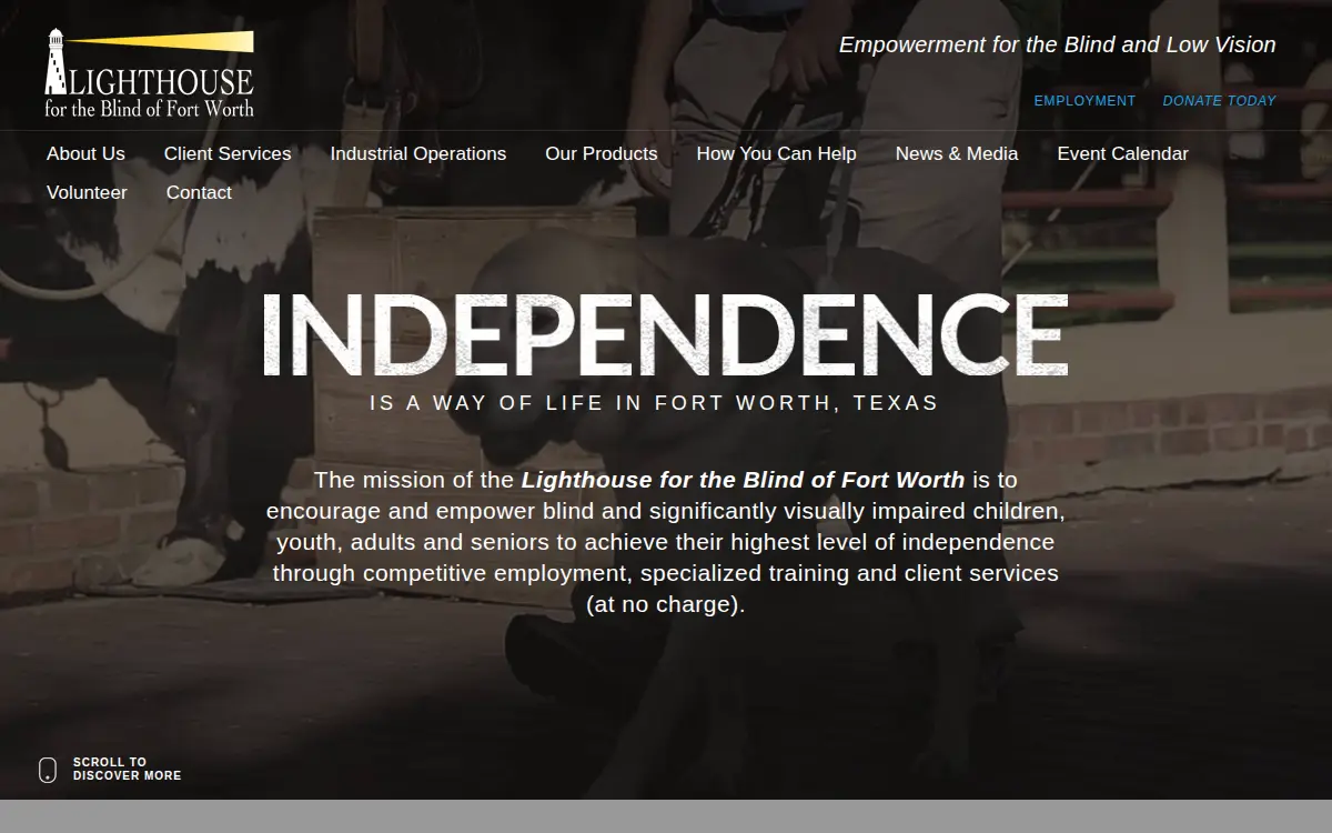 Homepage of Tarrant County Association for the Blind