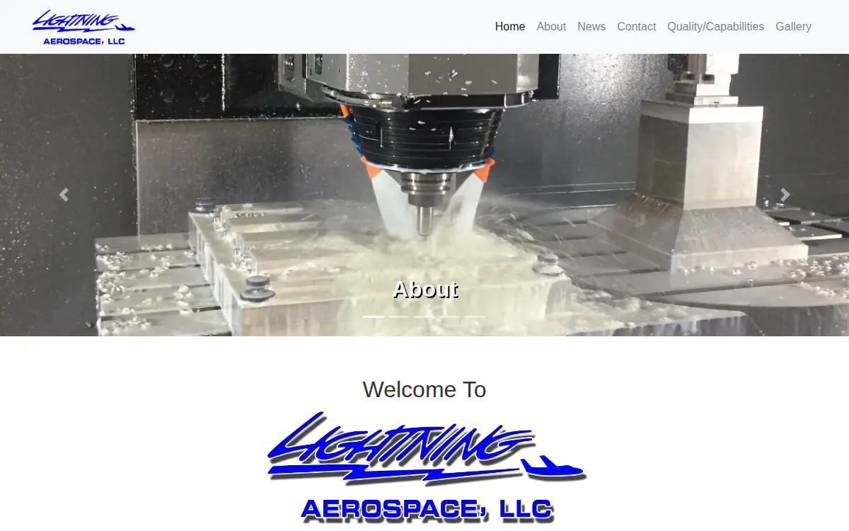 Homepage of Lightning Aerospace LLC