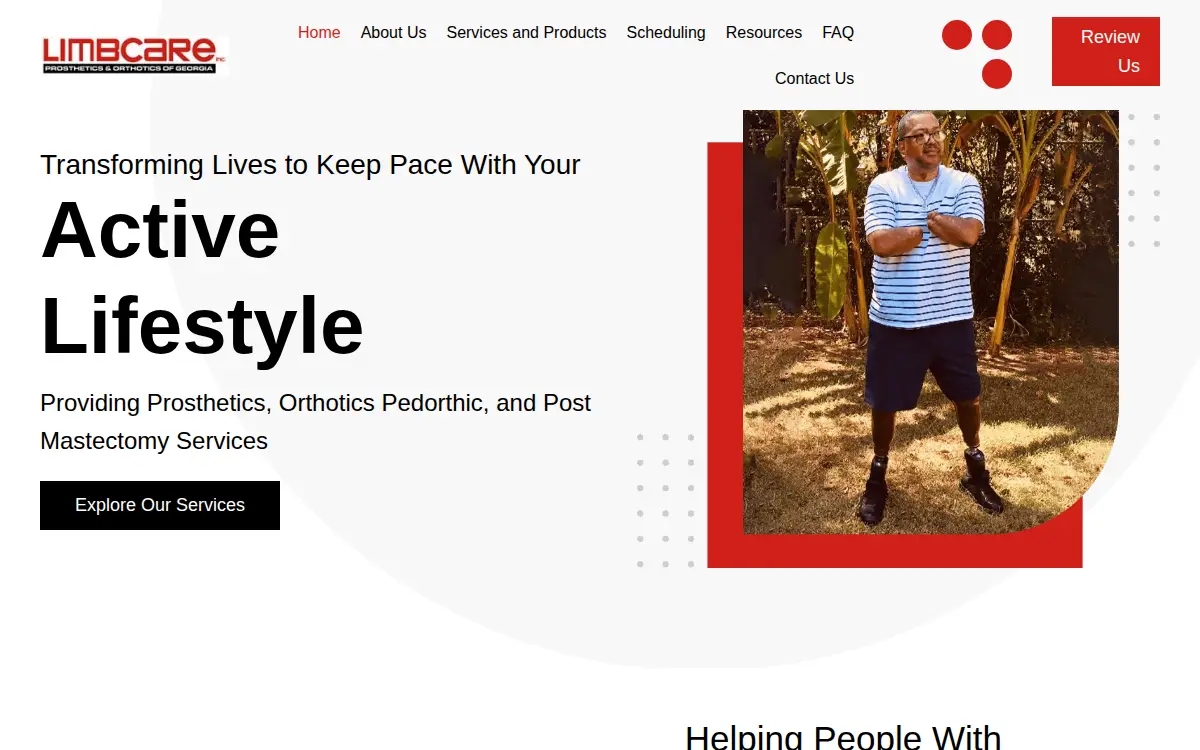 Homepage of Limbcare Prosthetics & Orthotics of Georgia INC