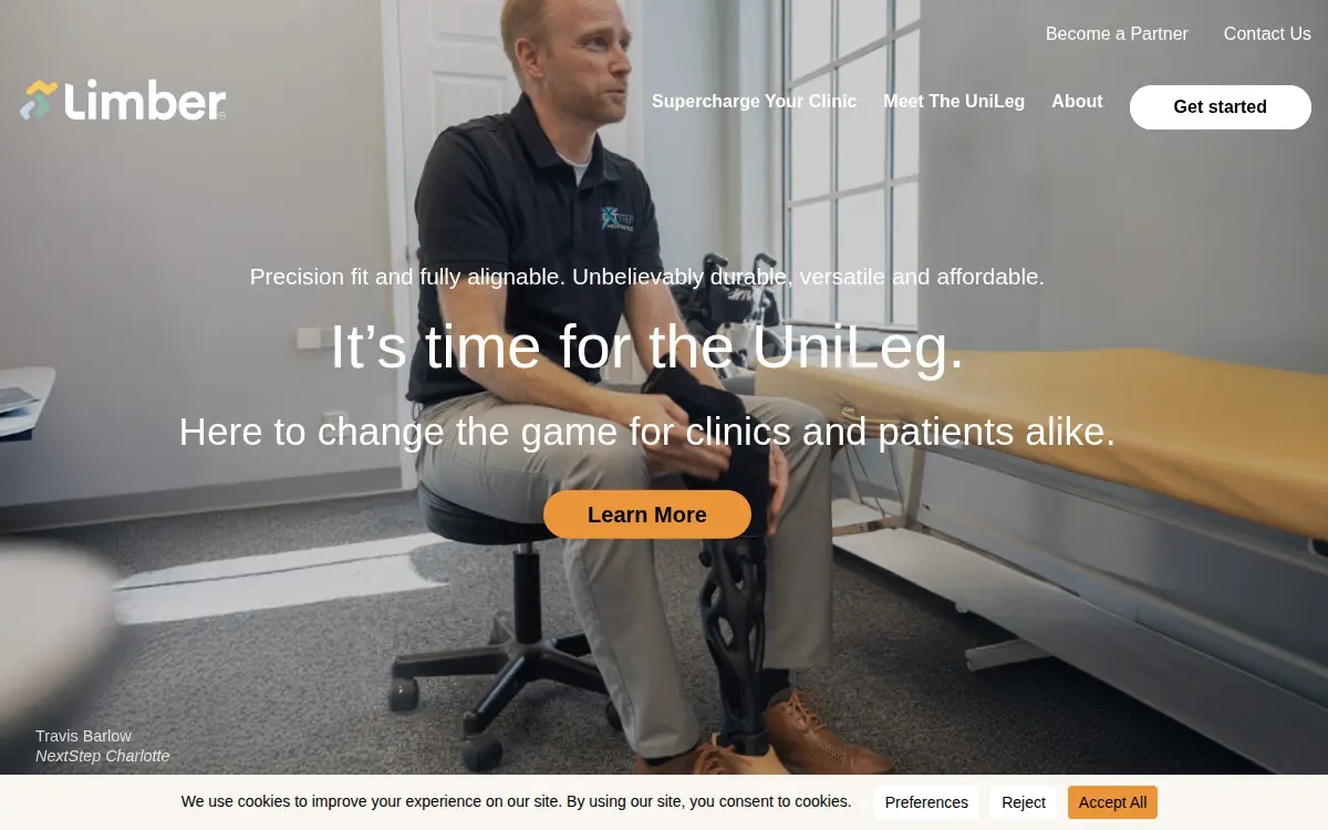 Homepage of Limber Prosthetics, INC.