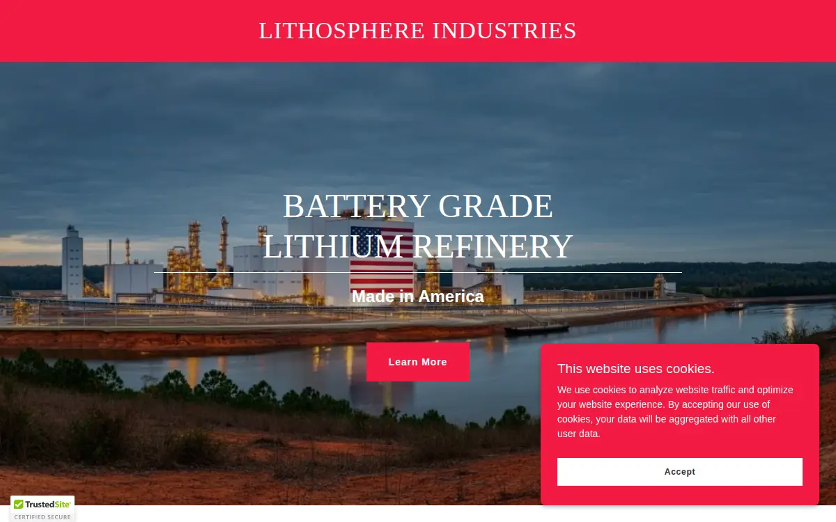 Homepage of Lithosphere Industries, LLC