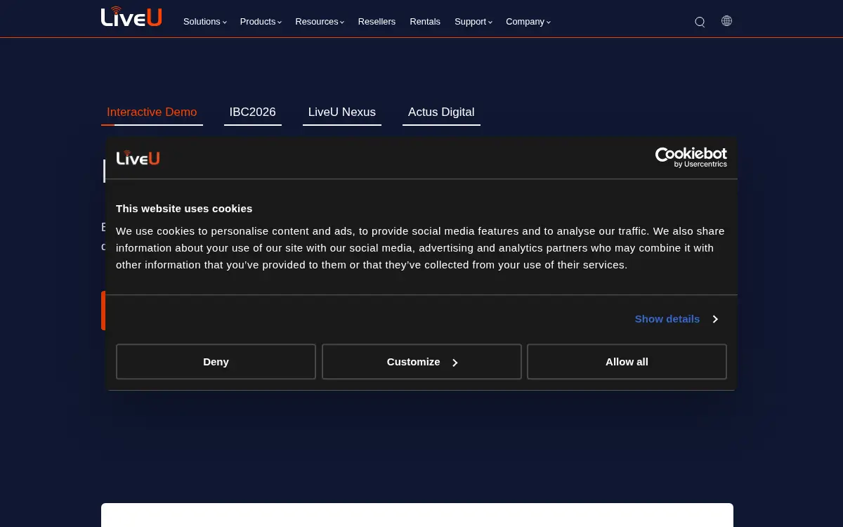Homepage of Liveu INC.
