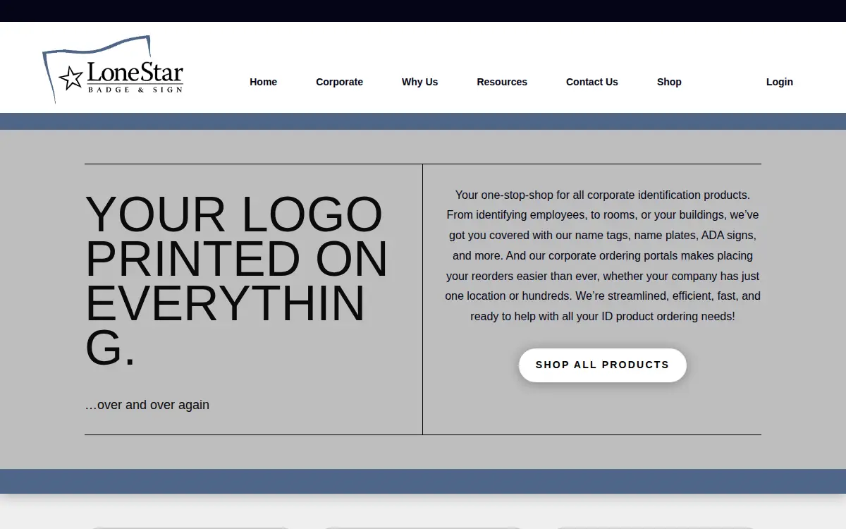 Homepage of Lonestar Badge & Sign INC.