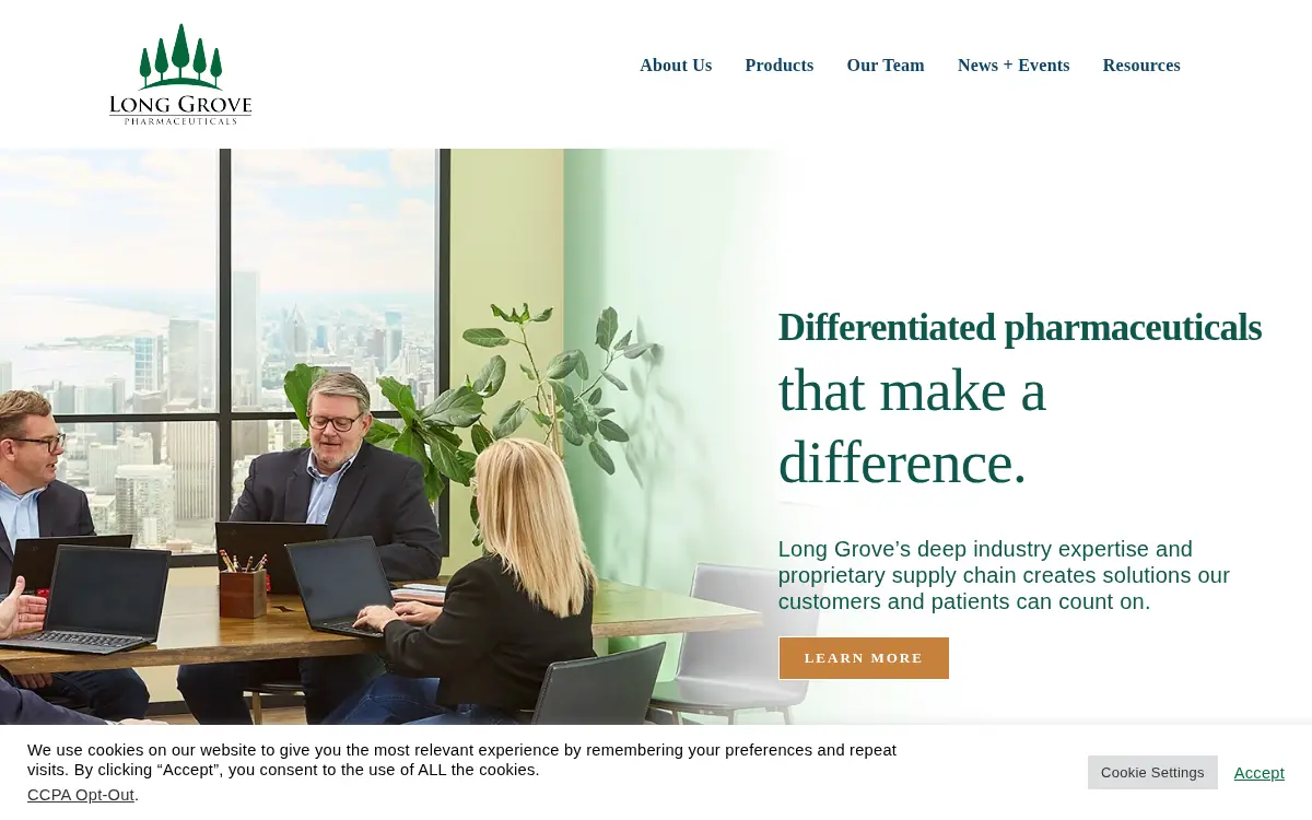 Homepage of Long Grove Pharmaceuticals, LLC