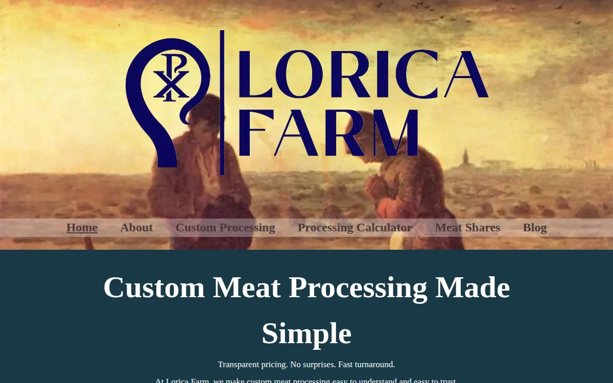 Homepage of Lorica Farm LLC
