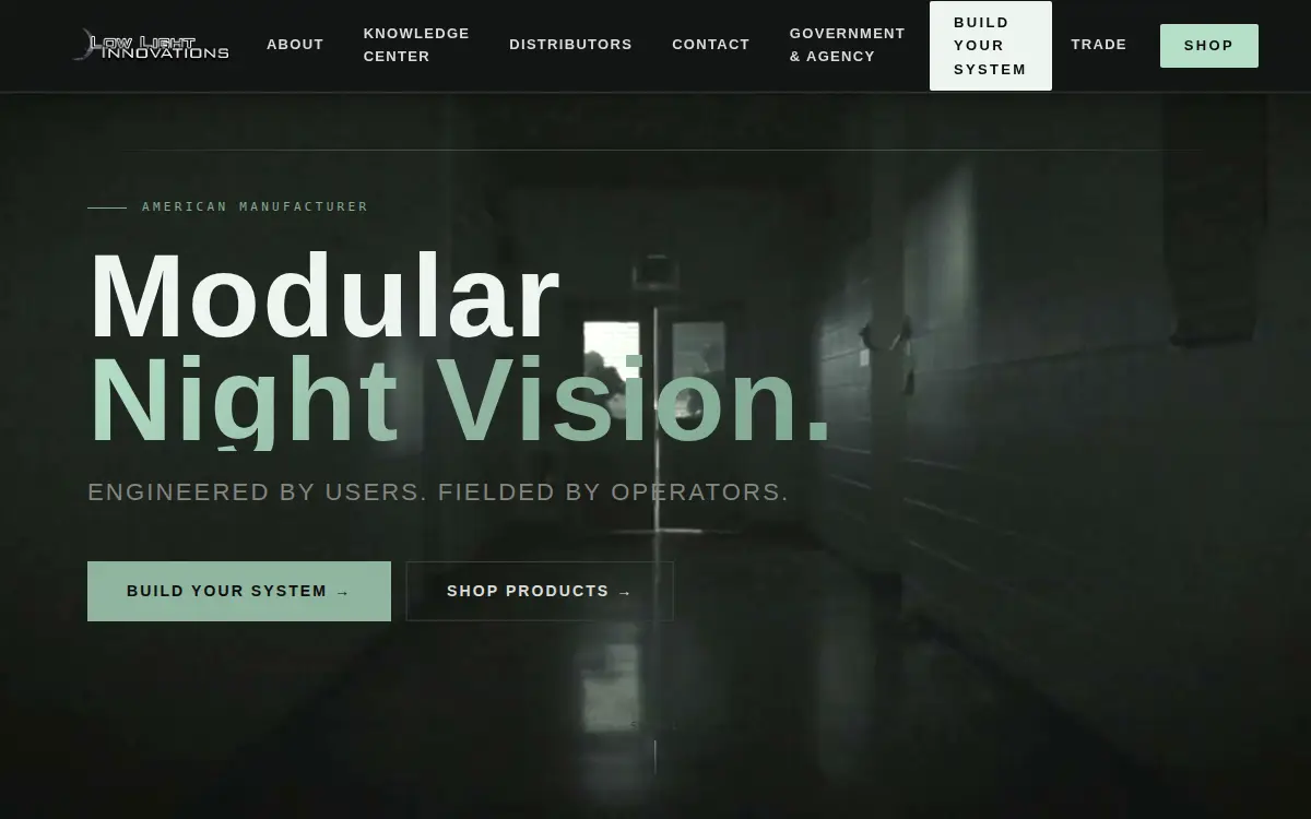 Homepage of Low Light Innovations LLC