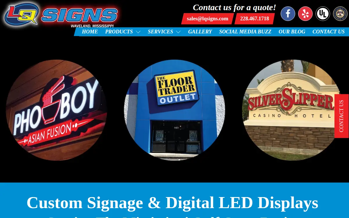 Homepage of Lightning Quick Signs, LLC