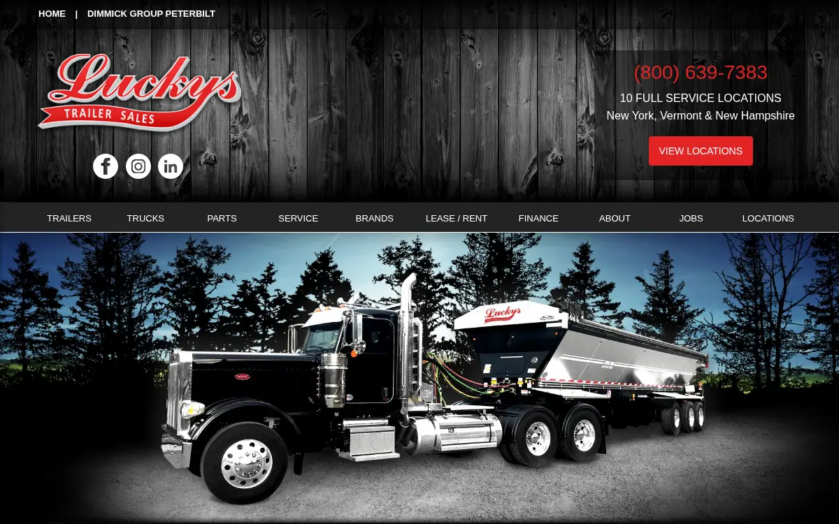 Homepage of Lucky's Trailer Sales, INC