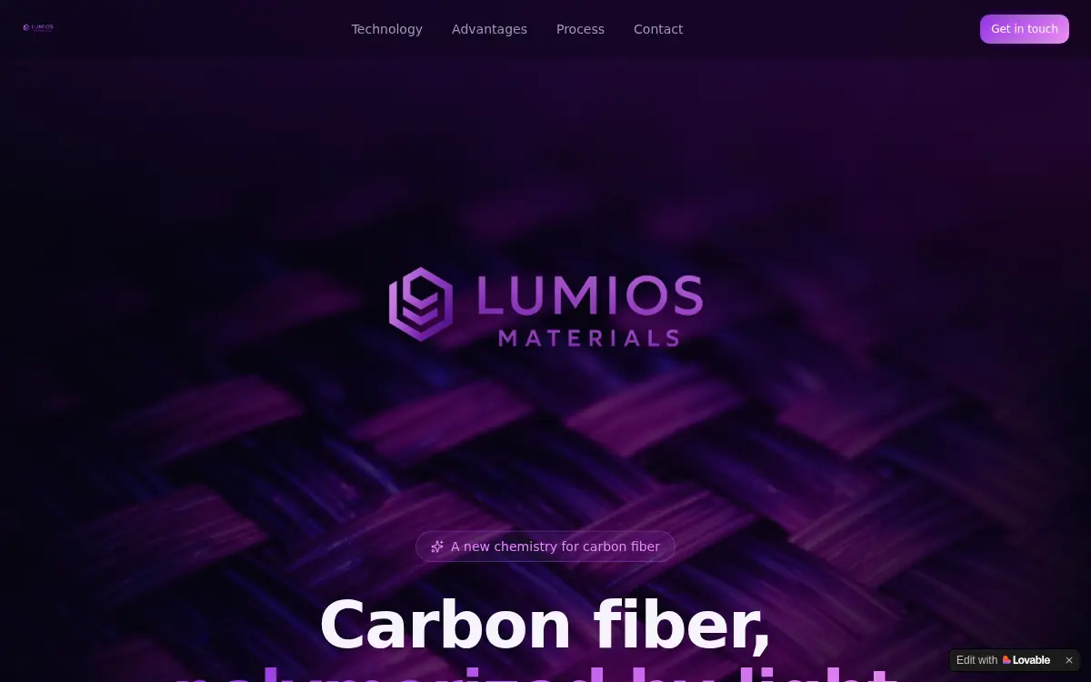 Homepage of Lumios Materials LLC