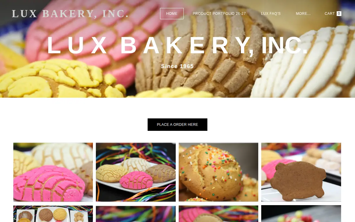Homepage of Lux Bakery, INC.