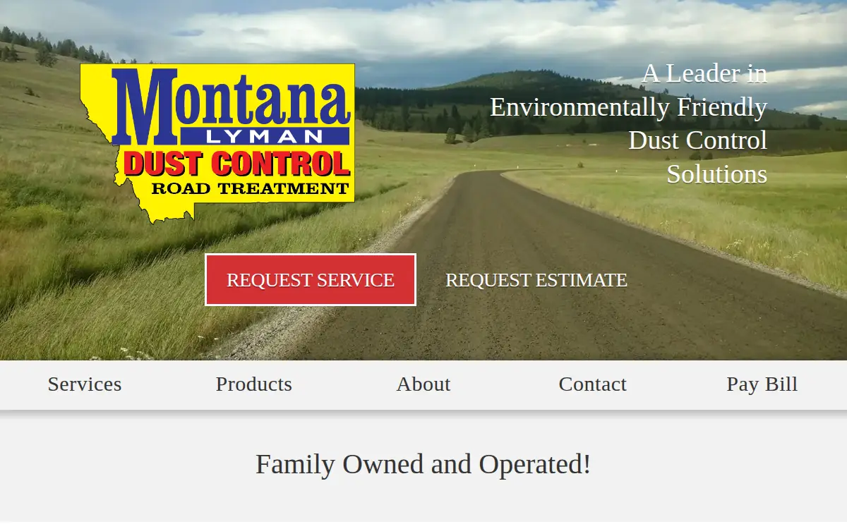 Homepage of Lyman Dust Control Services of Montana, LLC