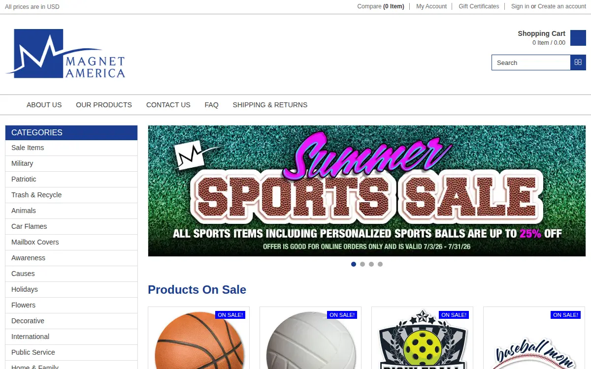 Homepage of Magnet America International INC.
