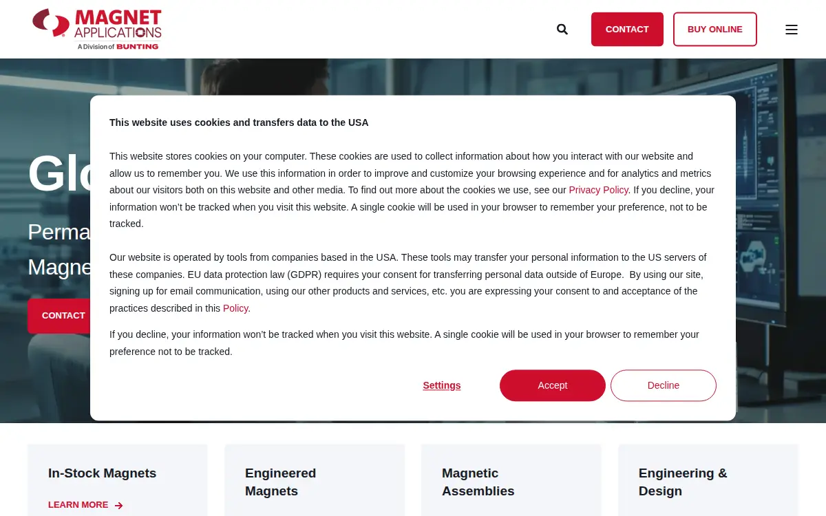 Homepage of Magnet Applications, INC.