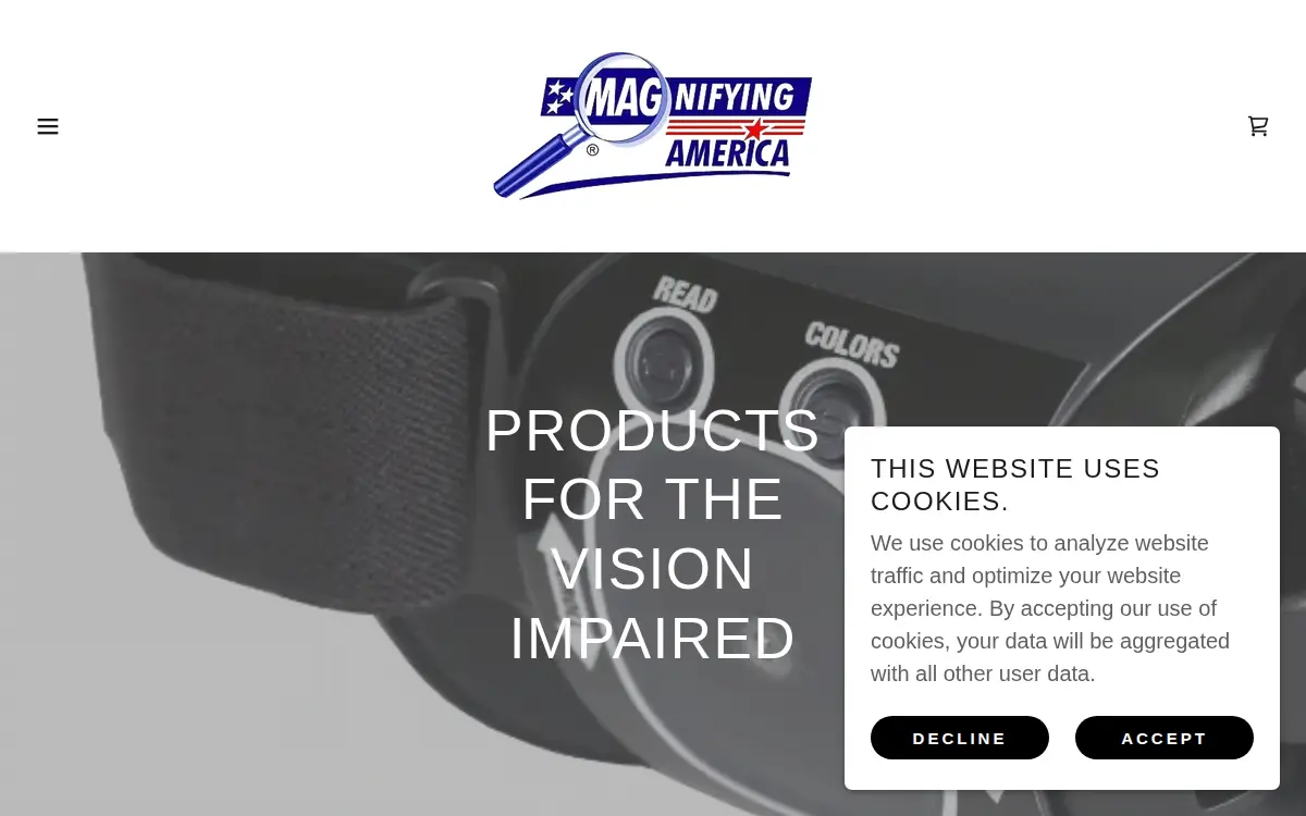 Homepage of Low Vision Aids, INC