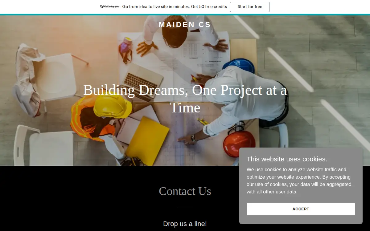Homepage of Maiden Construction Services LLC