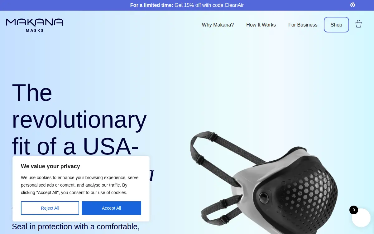 Homepage of Makana Masks INC