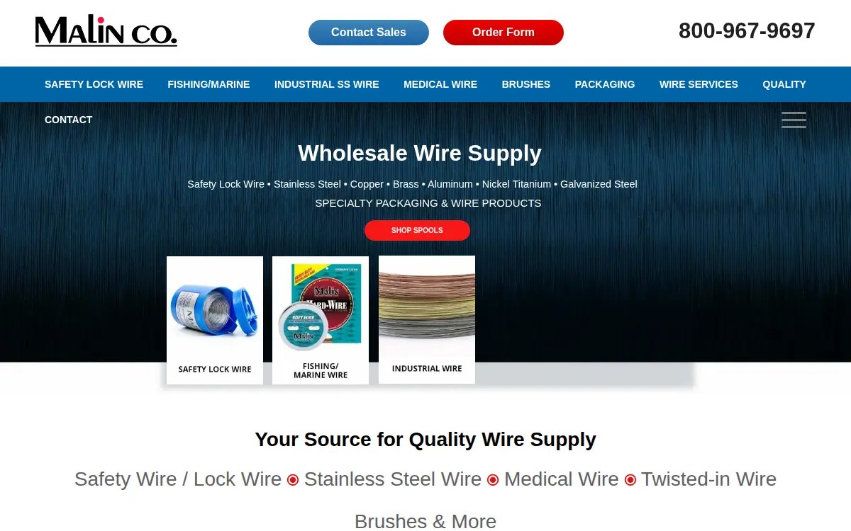 Homepage of Malin Company