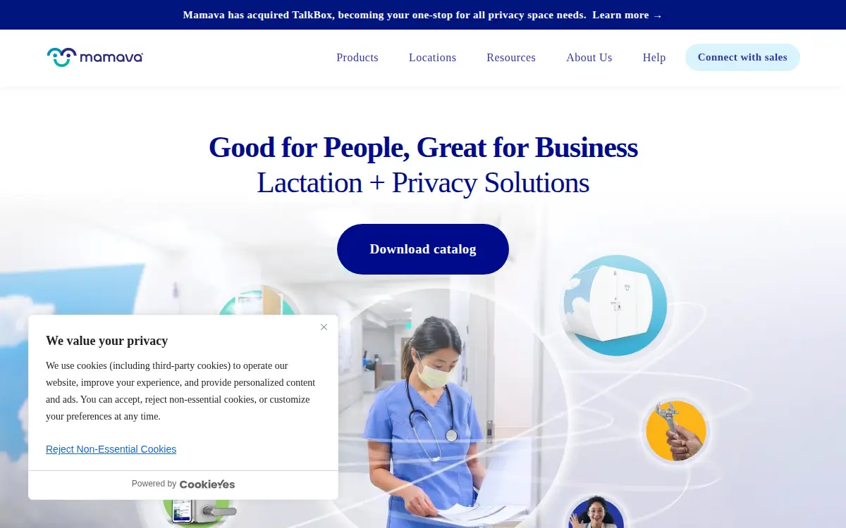 Homepage of Mamava, INC.