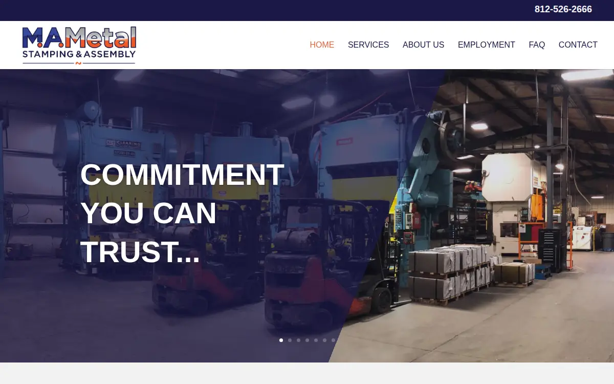 Homepage of M.a. Metal Co., INC.