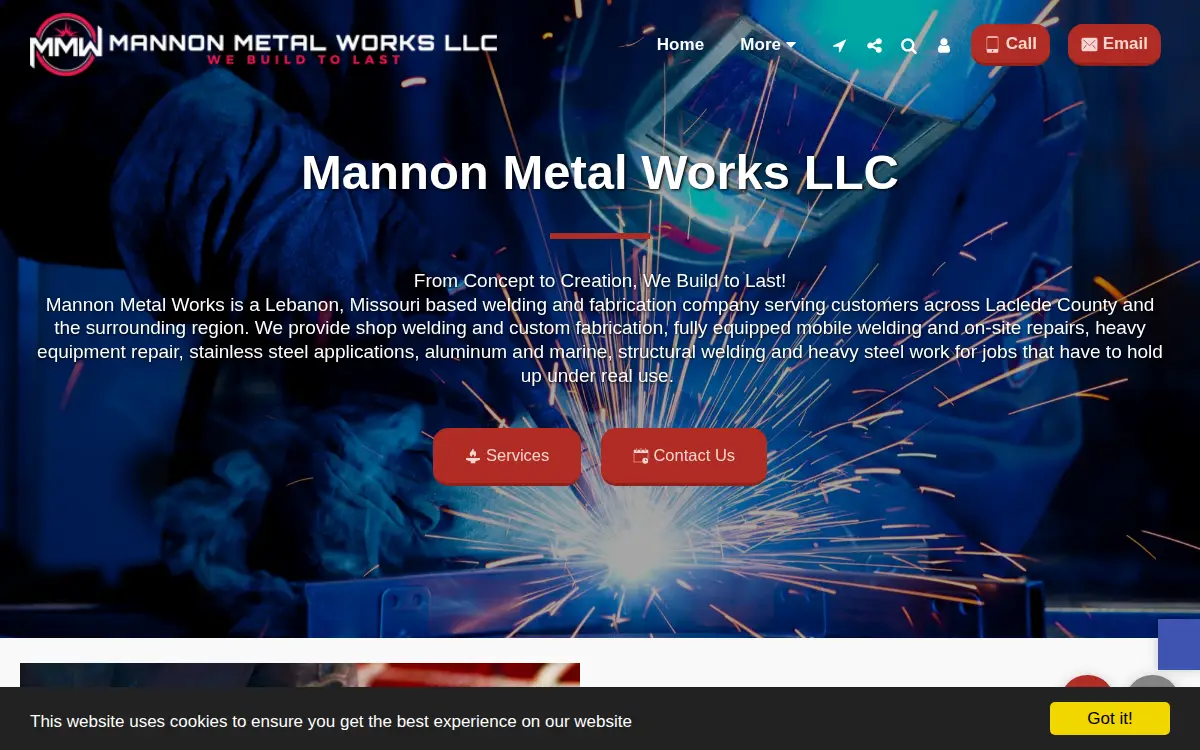 Homepage of Mannon Metal Works LLC