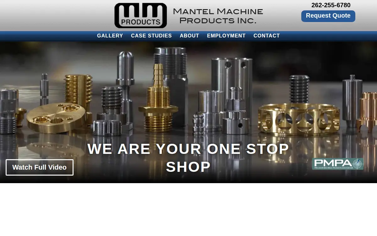 Homepage of Mantel Machine Products INC.