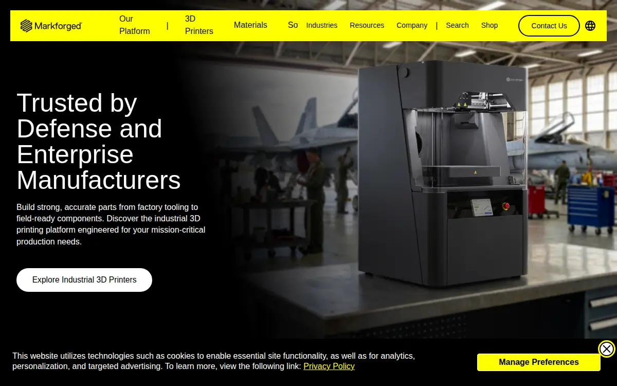 Homepage of Markforged INC